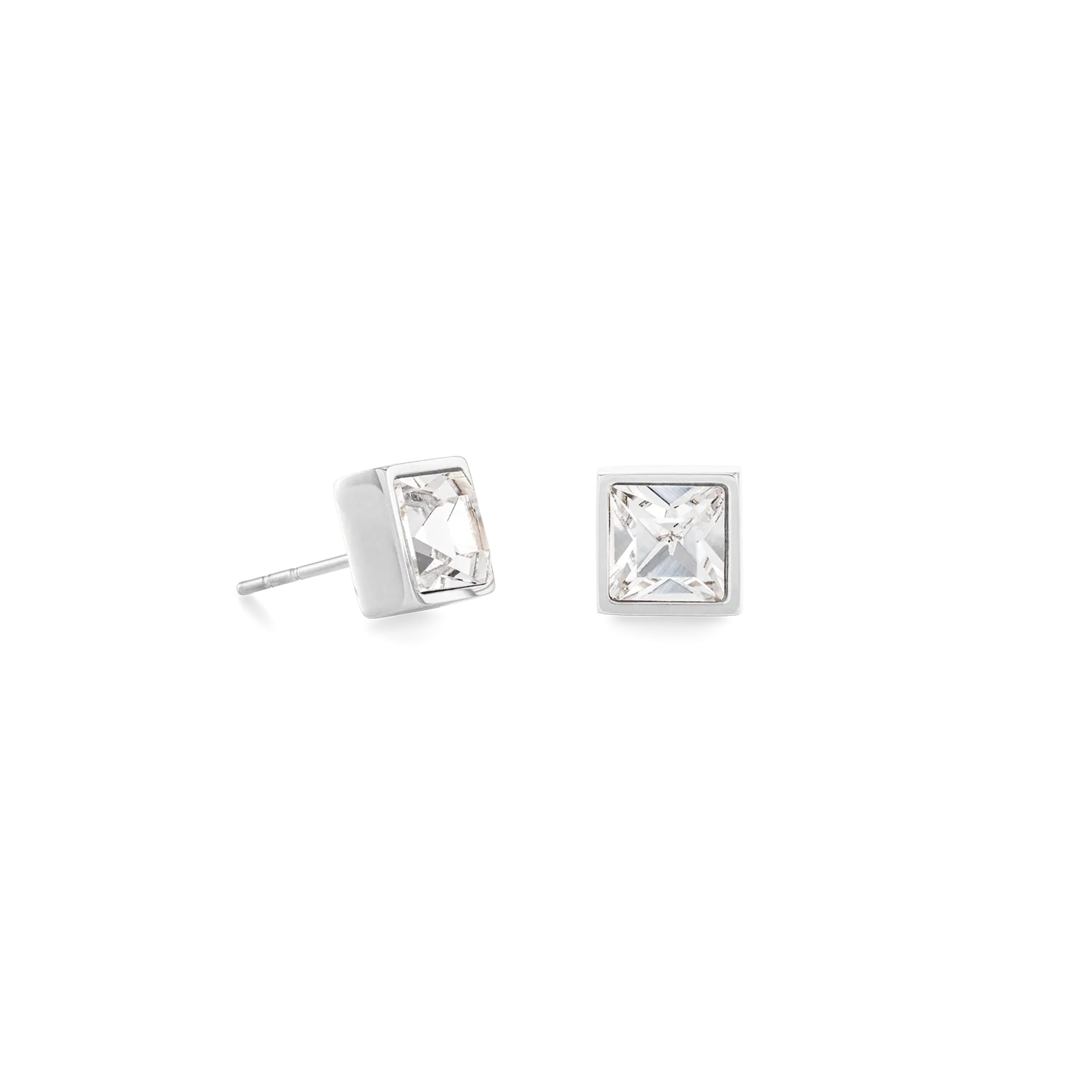 Brilliant Square big earrings silver crystal