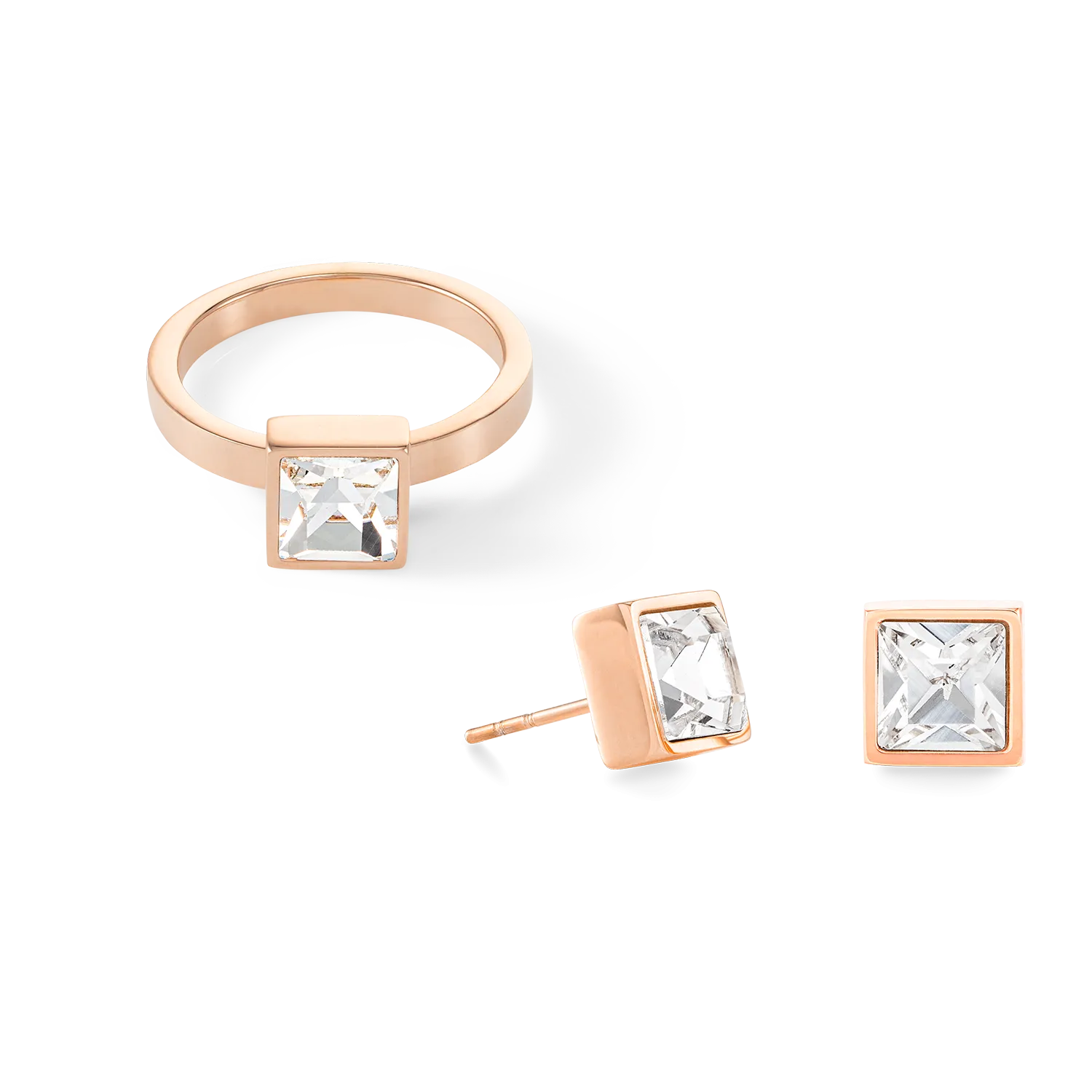 Brilliant Square big ring roségold crystal