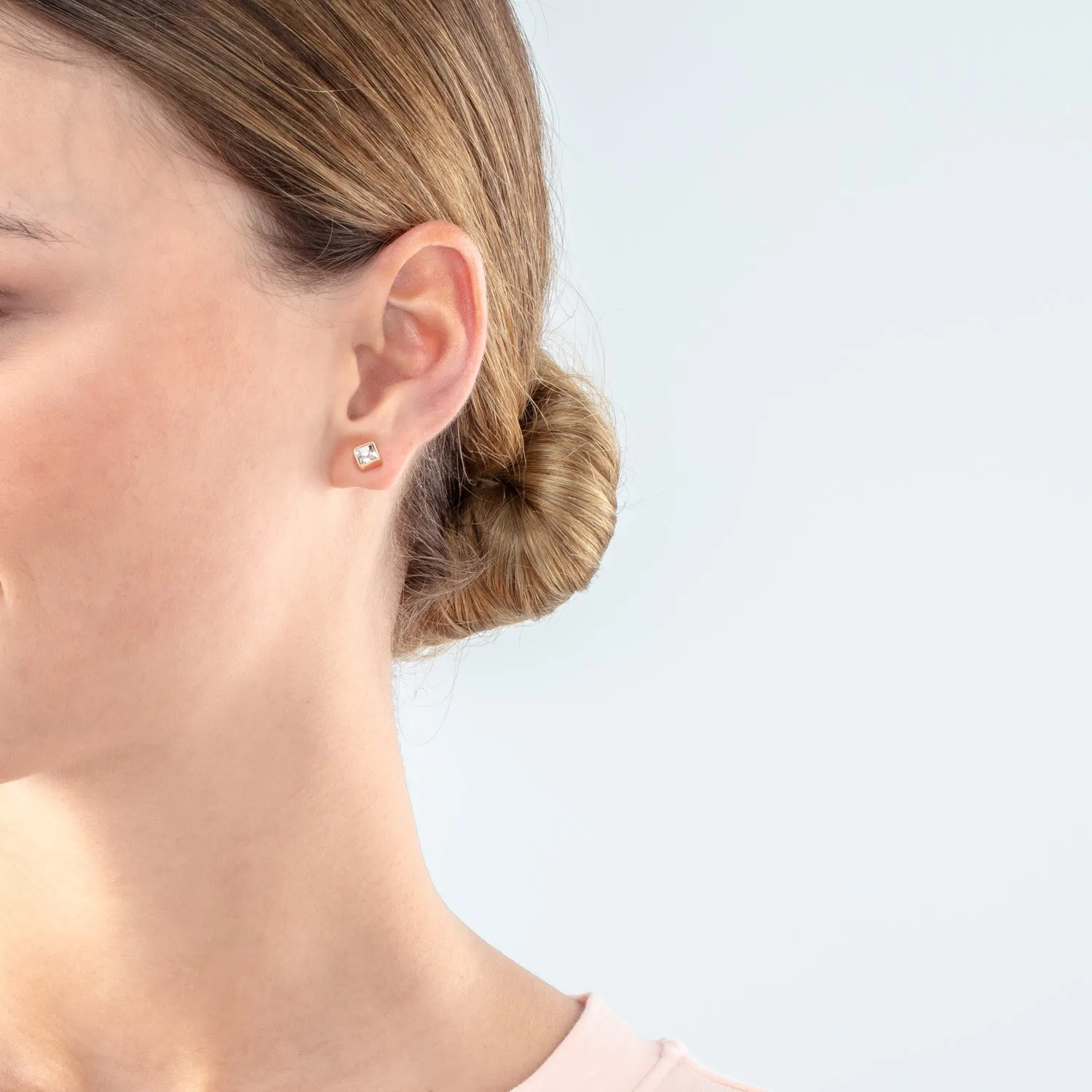 Brilliant Square small earrings rose gold crystal