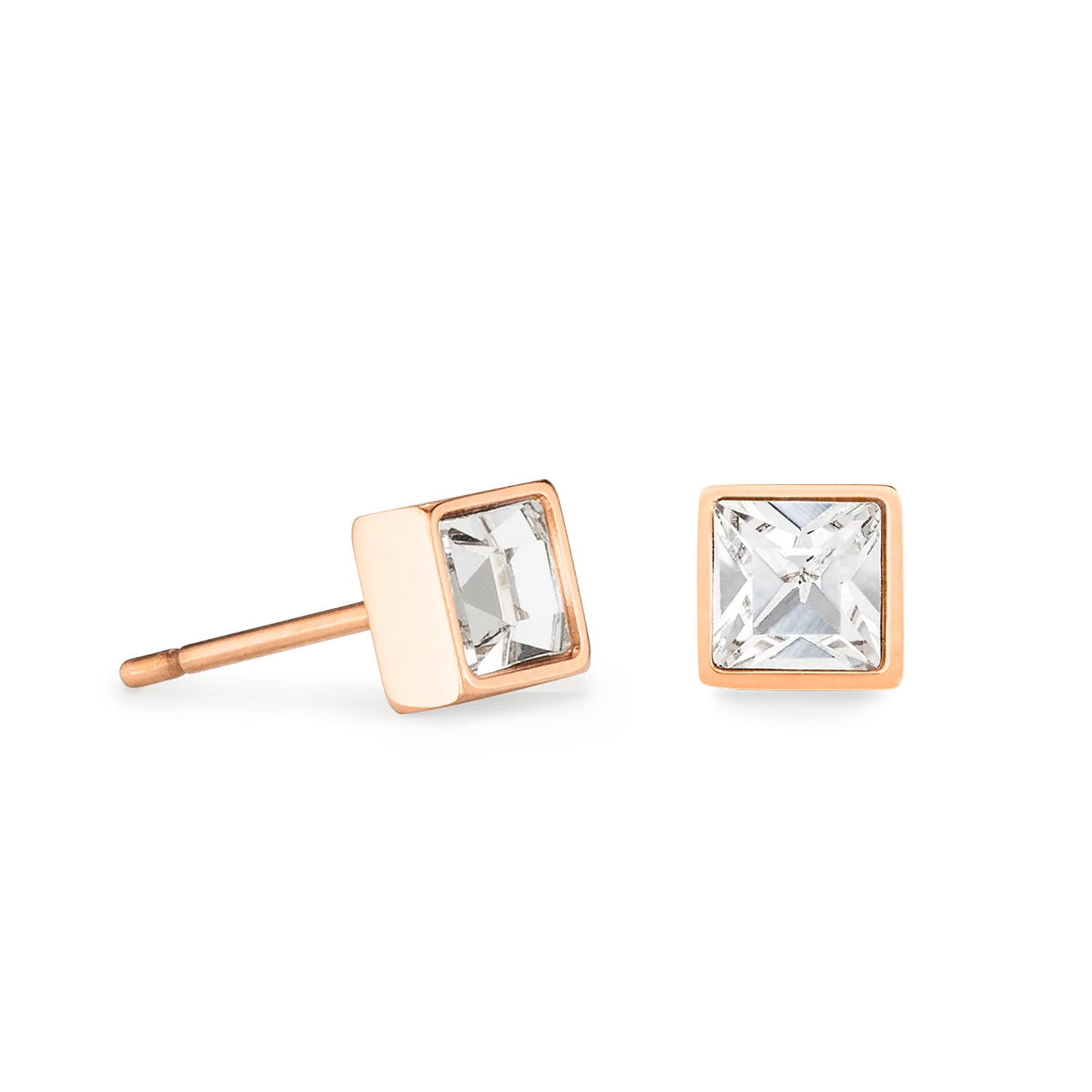 Brilliant Square small earrings rose gold crystal