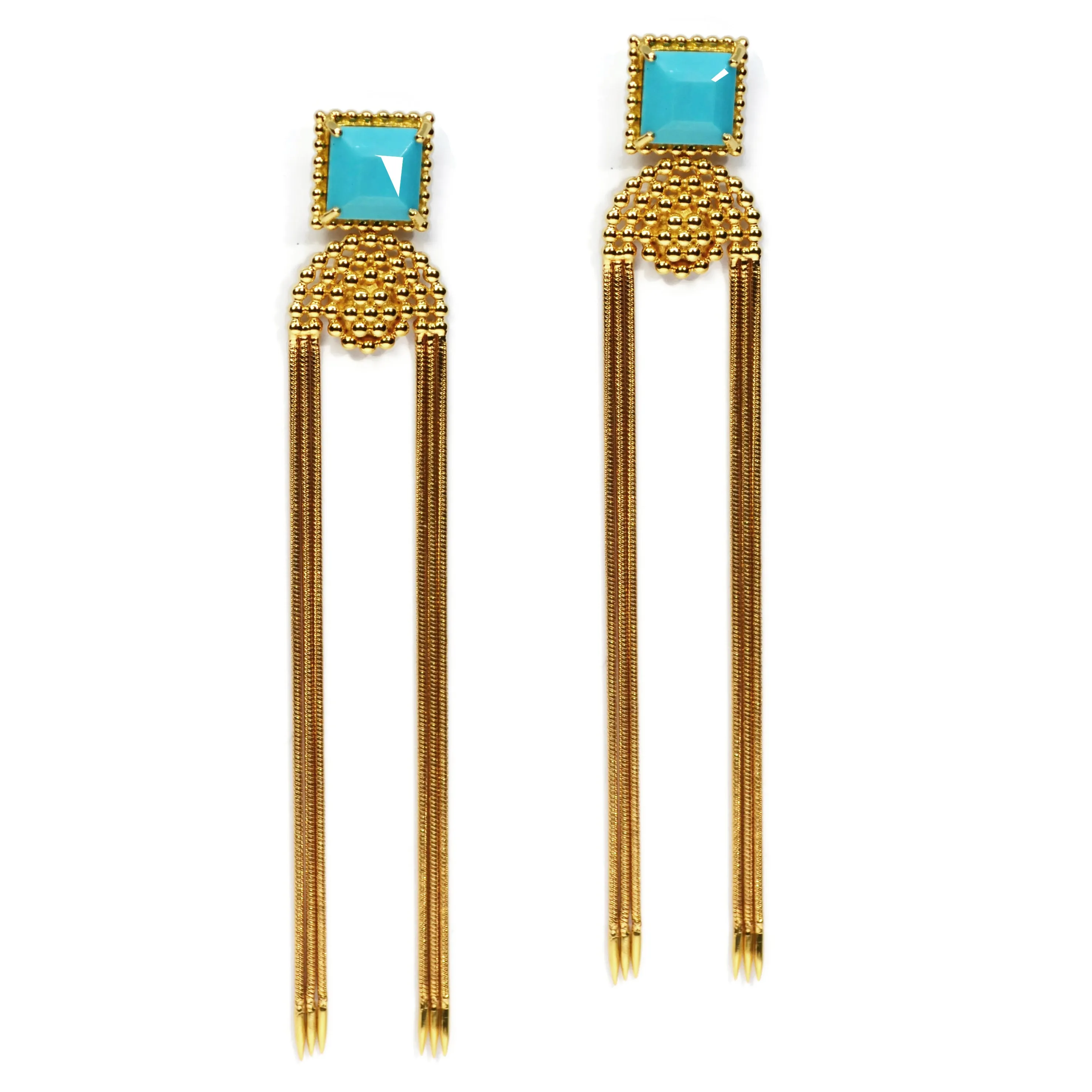 Carla Amorim - Trindade - Drop Earrings, Turquoise, Yellow Gold