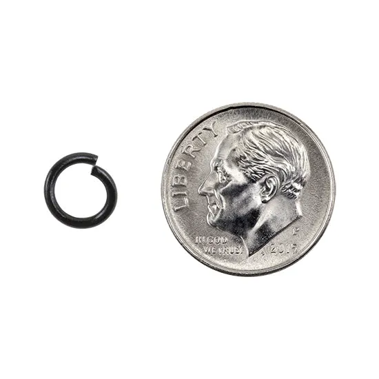 Colored Open Jump Rings - Black Color - Round 8mm 17 gauge - Pkg/50