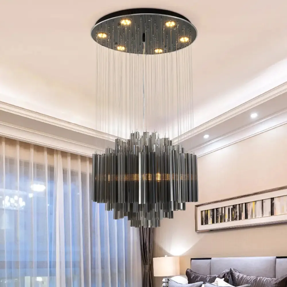 Contemporary Black Crystal LED Hexagon Pendant Light - 31.5"/35.5" Width Ceilng Fixture