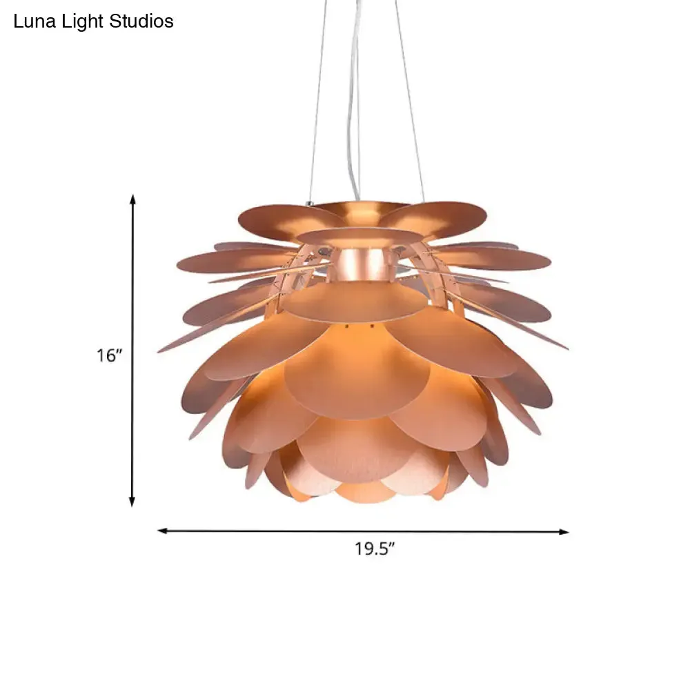 Contemporary Copper Hanging Pendant Light for Restaurants - Pinecone Metal Finish