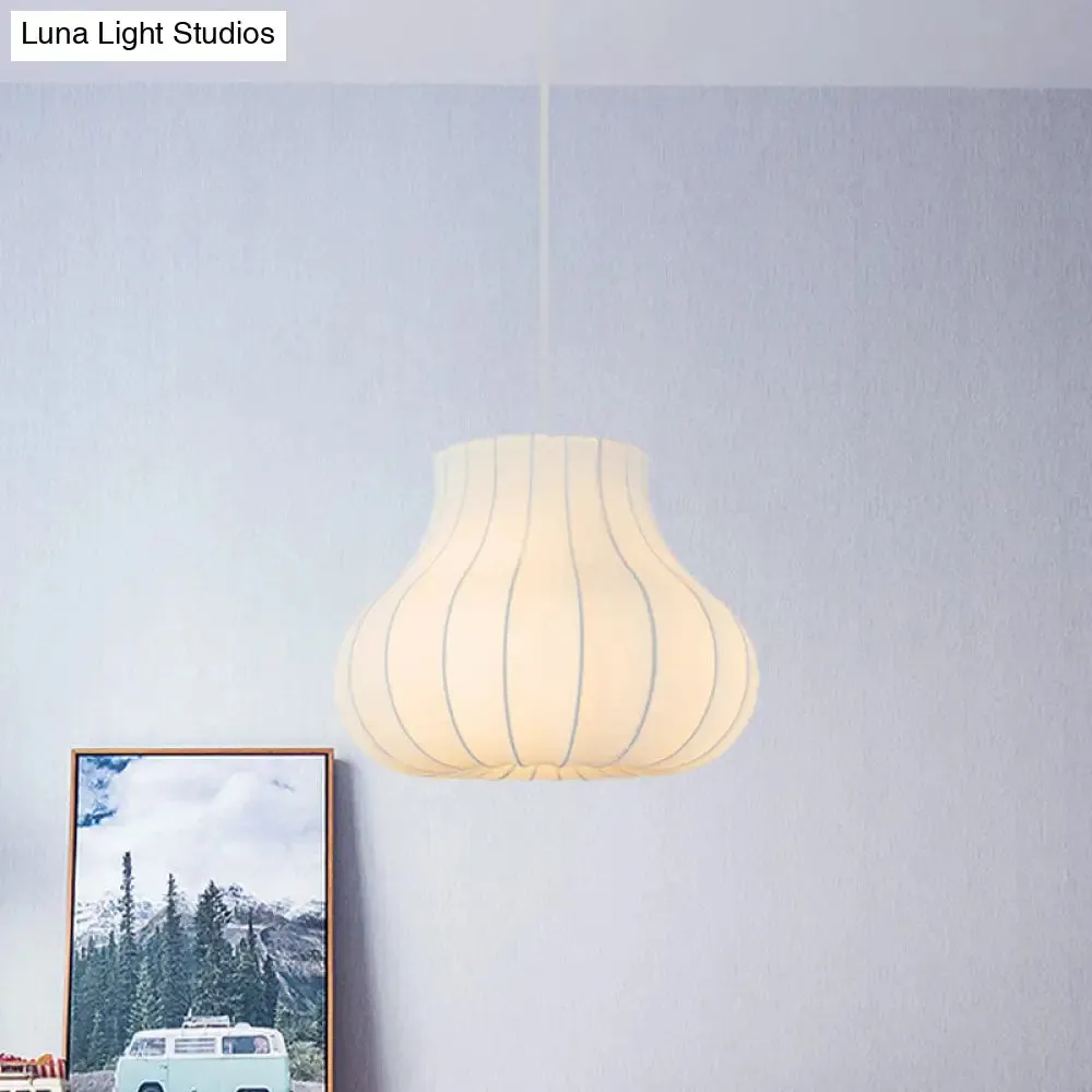 Contemporary Fabric Shade Pendant Light with White Lantern Design