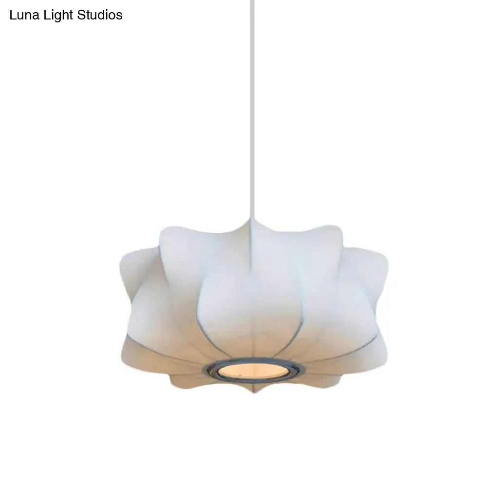 Contemporary Fabric Shade Pendant Light with White Lantern Design