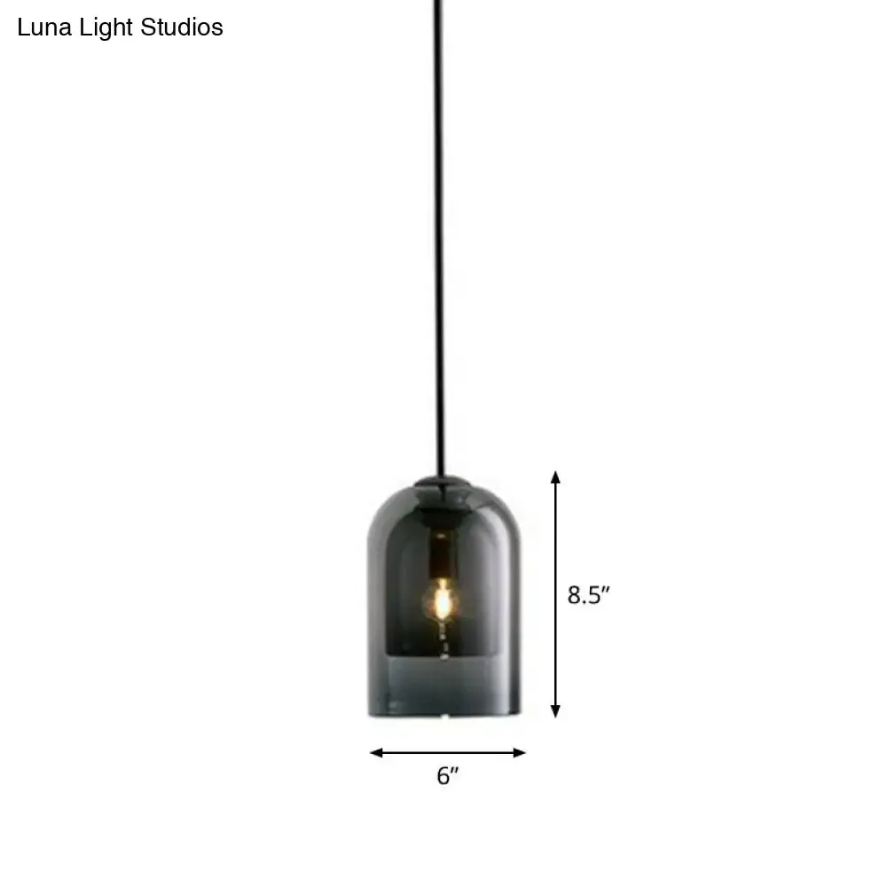 Contemporary Glass Cloche Hanging Lamp with Kitchen Lighting - 1 Bulb Fixture