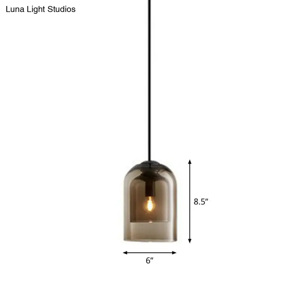 Contemporary Glass Cloche Hanging Lamp with Kitchen Lighting - 1 Bulb Fixture