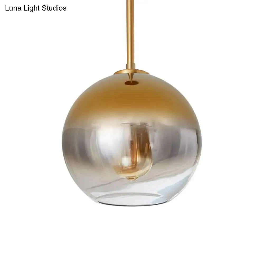 Contemporary Gold Pendant Light Fixture for Bedroom with Globe Fading Glass