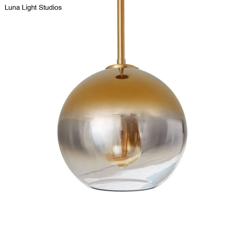 Contemporary Gold Pendant Light Fixture for Bedroom with Globe Fading Glass