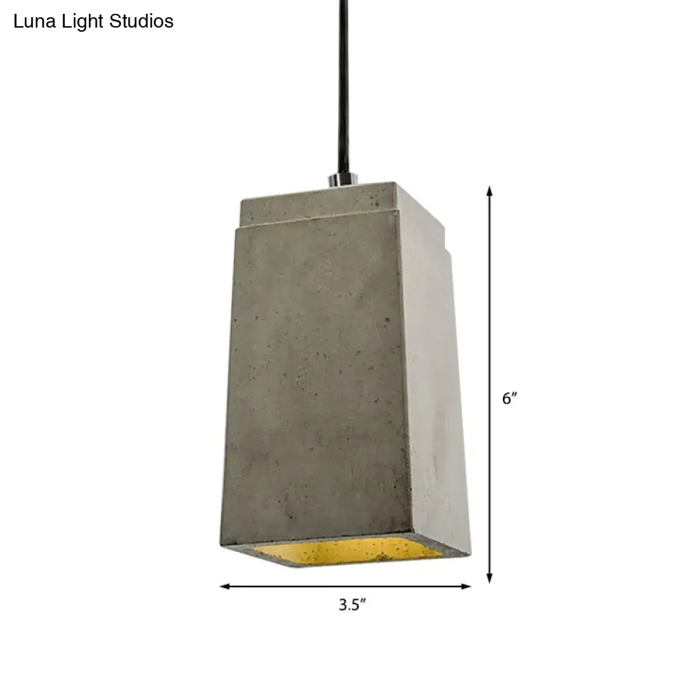 Contemporary Rectangle/Hexagon Pendant Light in Grey with Adjustable Cord, Concrete Ceiling Fixture | 1 Light