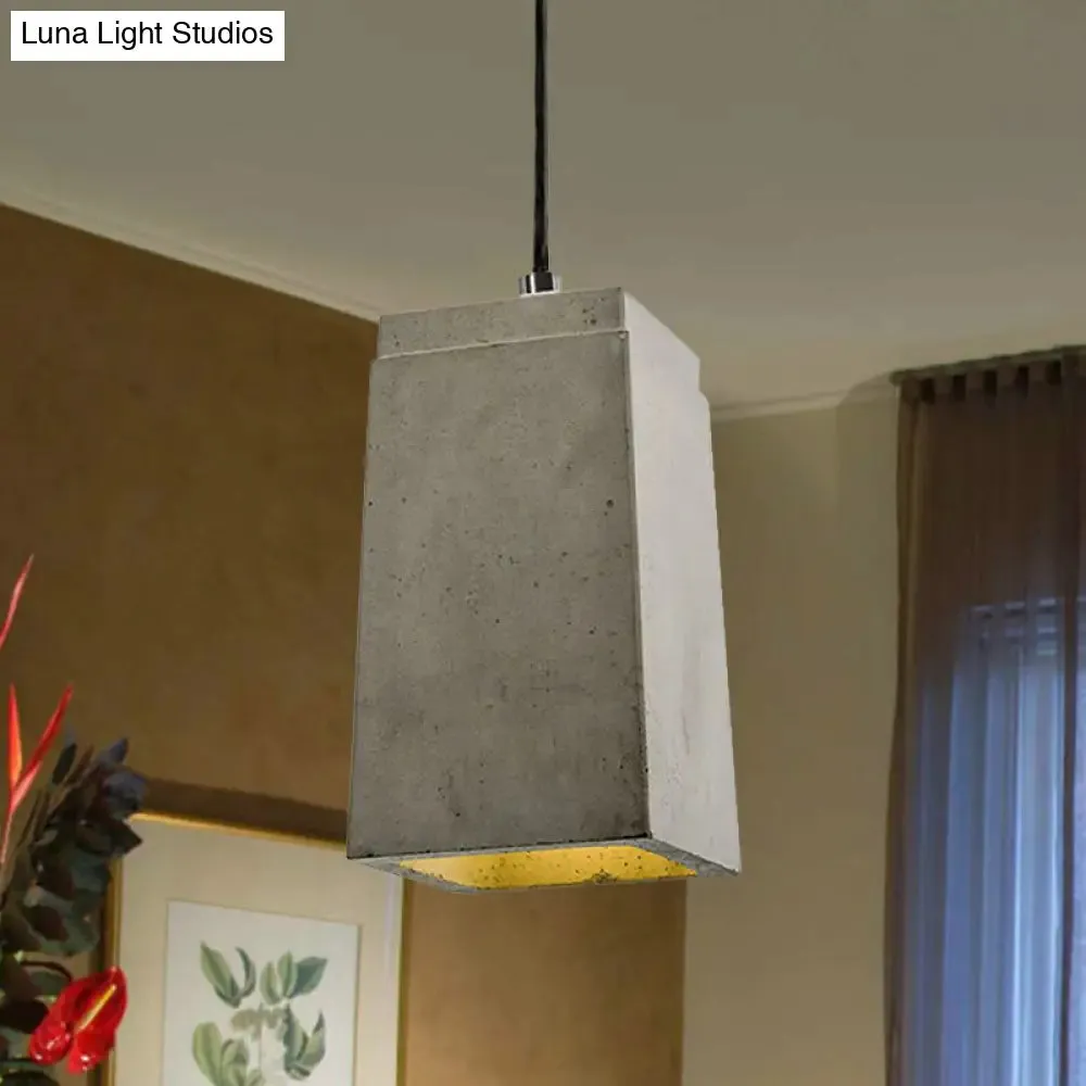 Contemporary Rectangle/Hexagon Pendant Light in Grey with Adjustable Cord, Concrete Ceiling Fixture | 1 Light