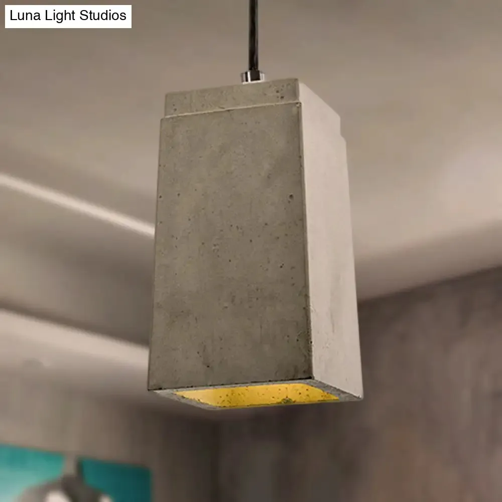 Contemporary Rectangle/Hexagon Pendant Light in Grey with Adjustable Cord, Concrete Ceiling Fixture | 1 Light