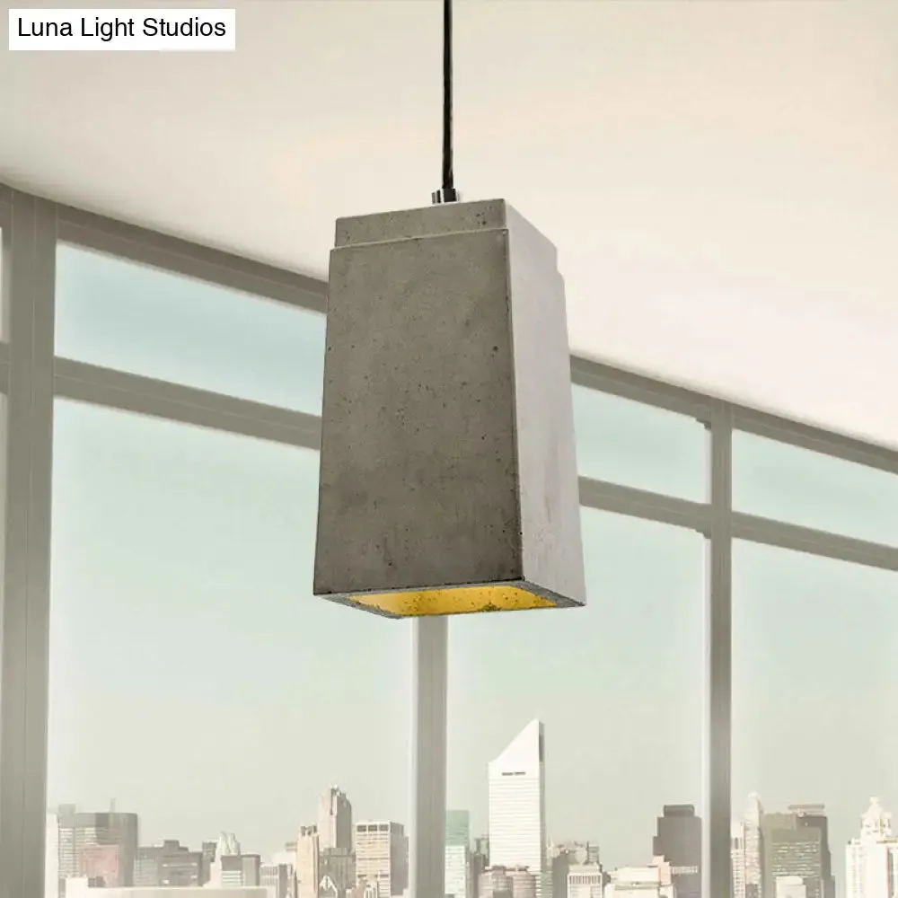 Contemporary Rectangle/Hexagon Pendant Light in Grey with Adjustable Cord, Concrete Ceiling Fixture | 1 Light