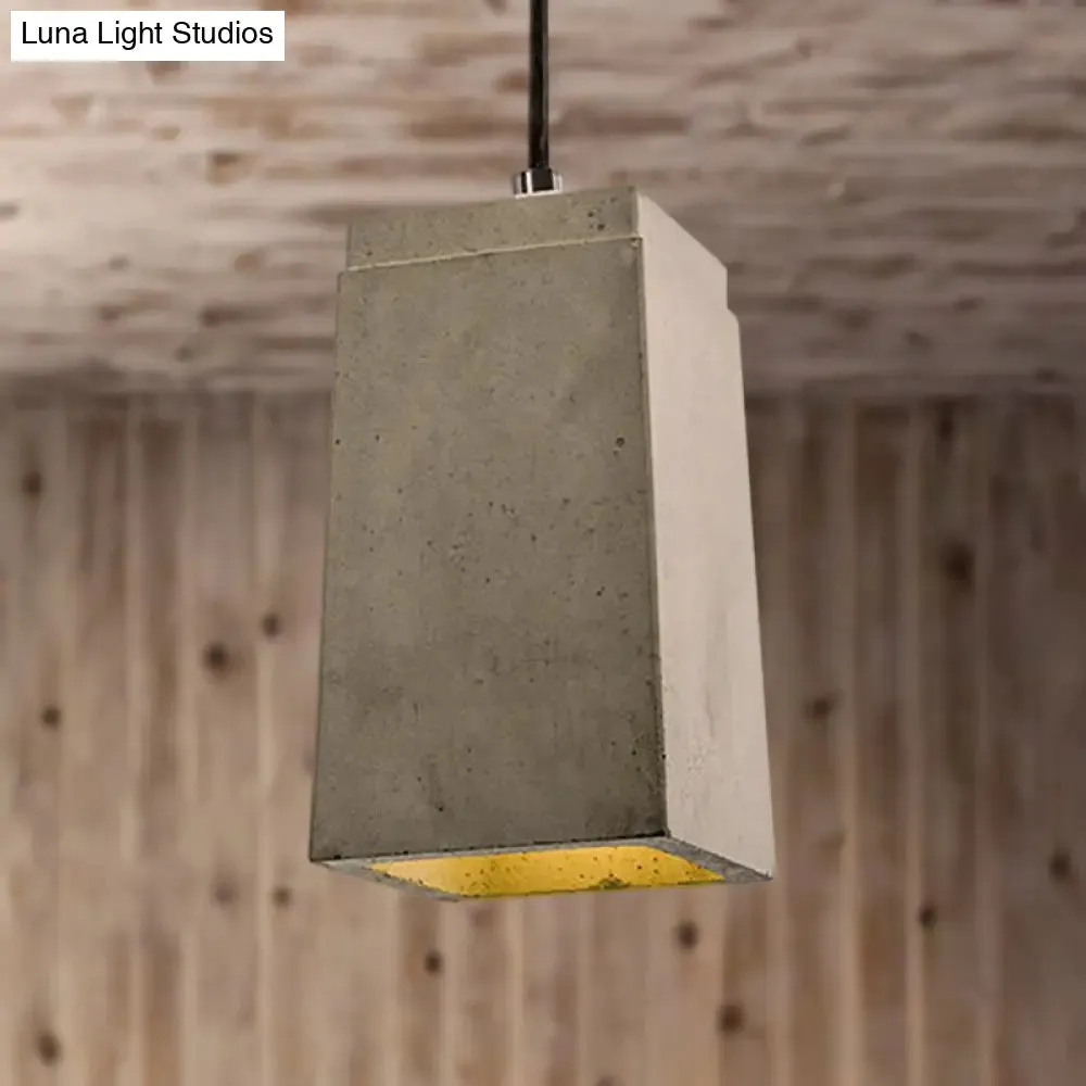 Contemporary Rectangle/Hexagon Pendant Light in Grey with Adjustable Cord, Concrete Ceiling Fixture | 1 Light