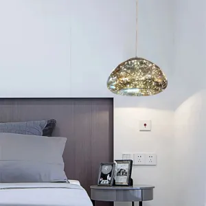 Contemporary Smoke Gray Glass Mushroom Pendant Light - Modern Bedroom Ceiling Lighting with 1 Bulb