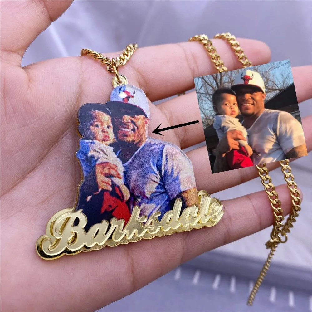 Custom Name Picture Necklace for Women Personalized  Acrylic Pendent Necklace Custome Jewelry