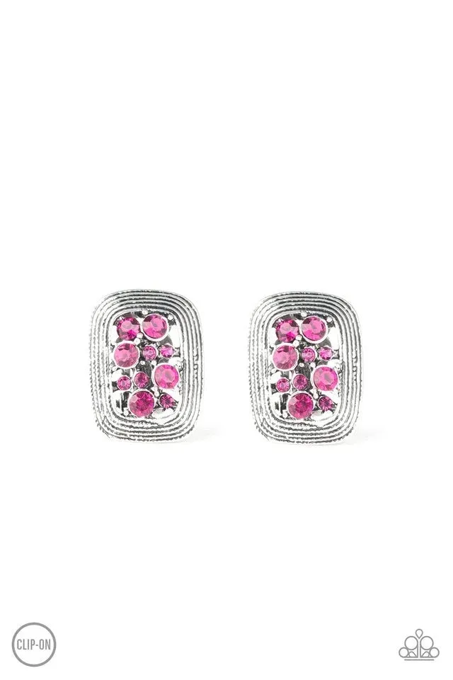 Darling Dazzle - Pink Clip-On Earrings