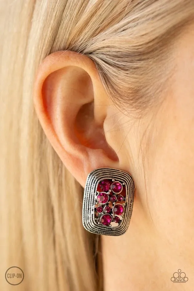 Darling Dazzle - Pink Clip-On Earrings