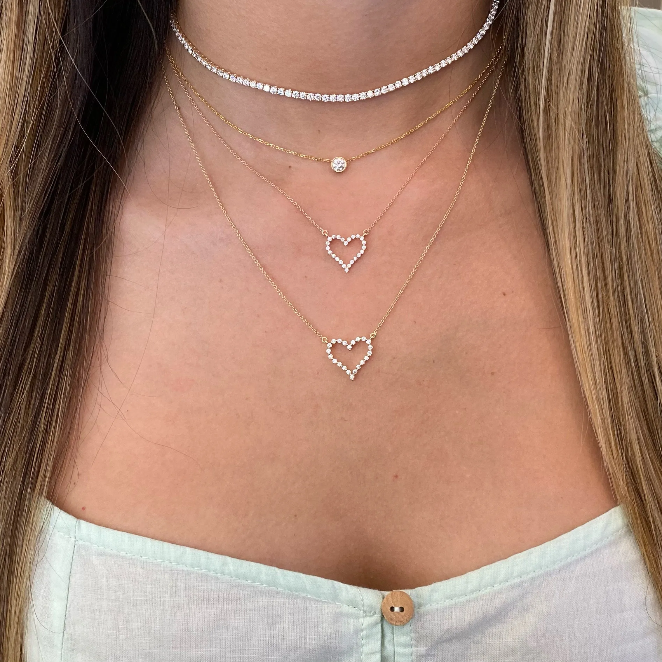 Diamond Small Open Heart Necklace