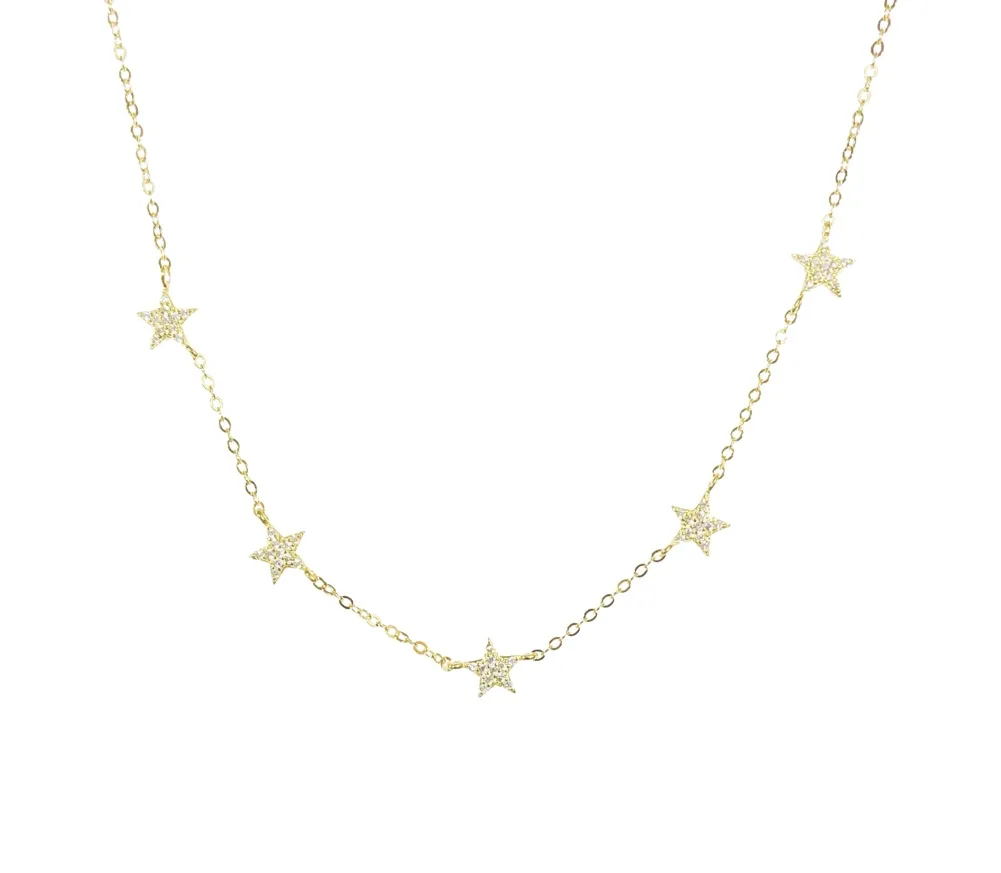 Diamond Stars Choker Necklace (sterling silver or 16K gold)