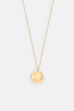 Divine Hours Small Sparkle Moon & Stars Gold Necklace