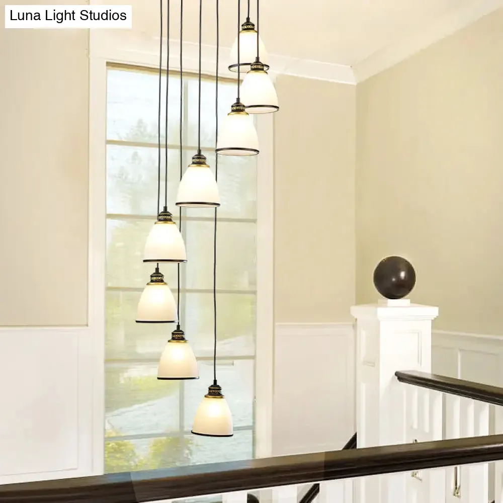 Dome Opal Glass Spiral Pendant Ceiling Light for Living Room - Simplicity and Elegance