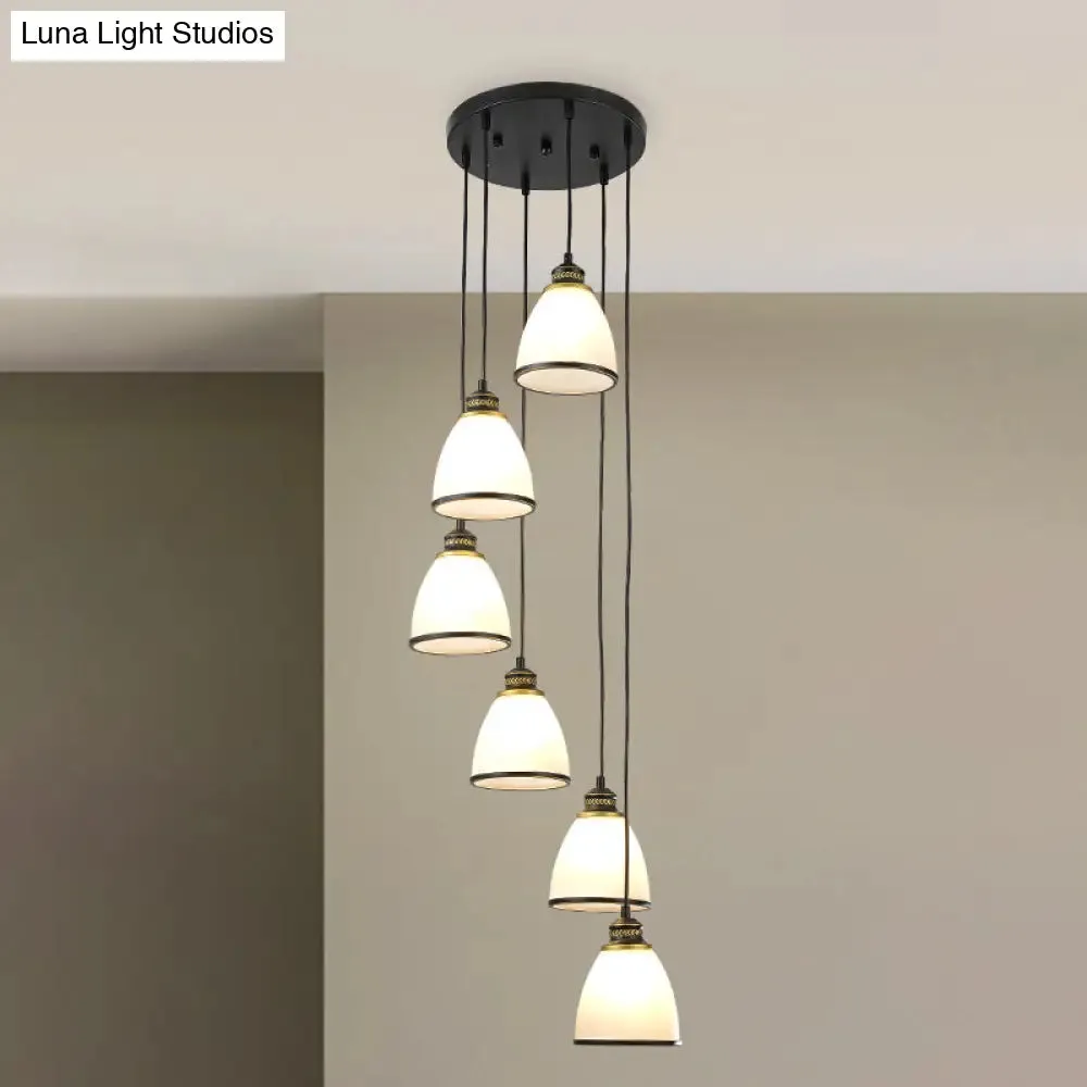 Dome Opal Glass Spiral Pendant Ceiling Light for Living Room - Simplicity and Elegance