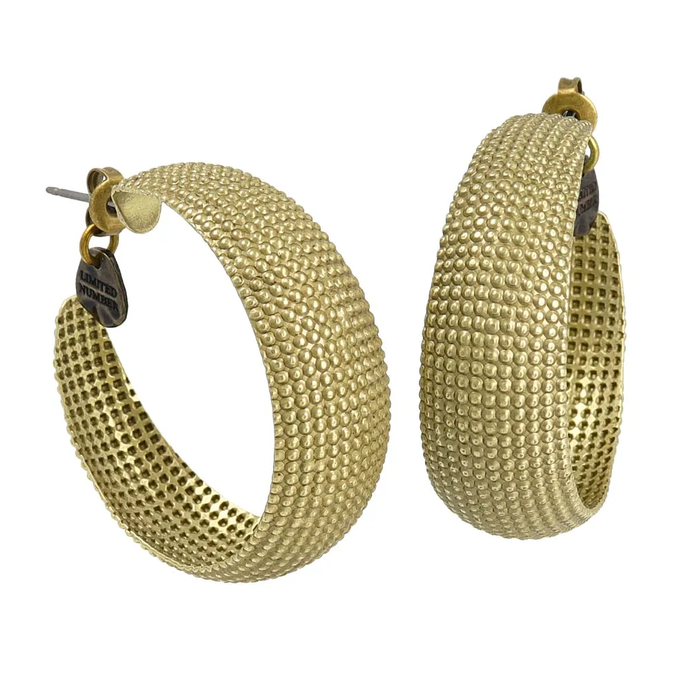 Dot Engraved Statement Hoop Earrings