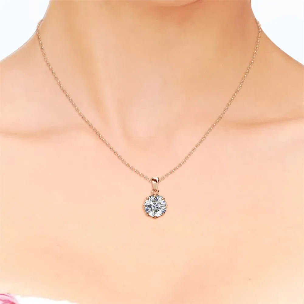 Eden Pure 18k White Gold Plated Pendant Necklace with Solitaire Round Cut Swarovski Crystal