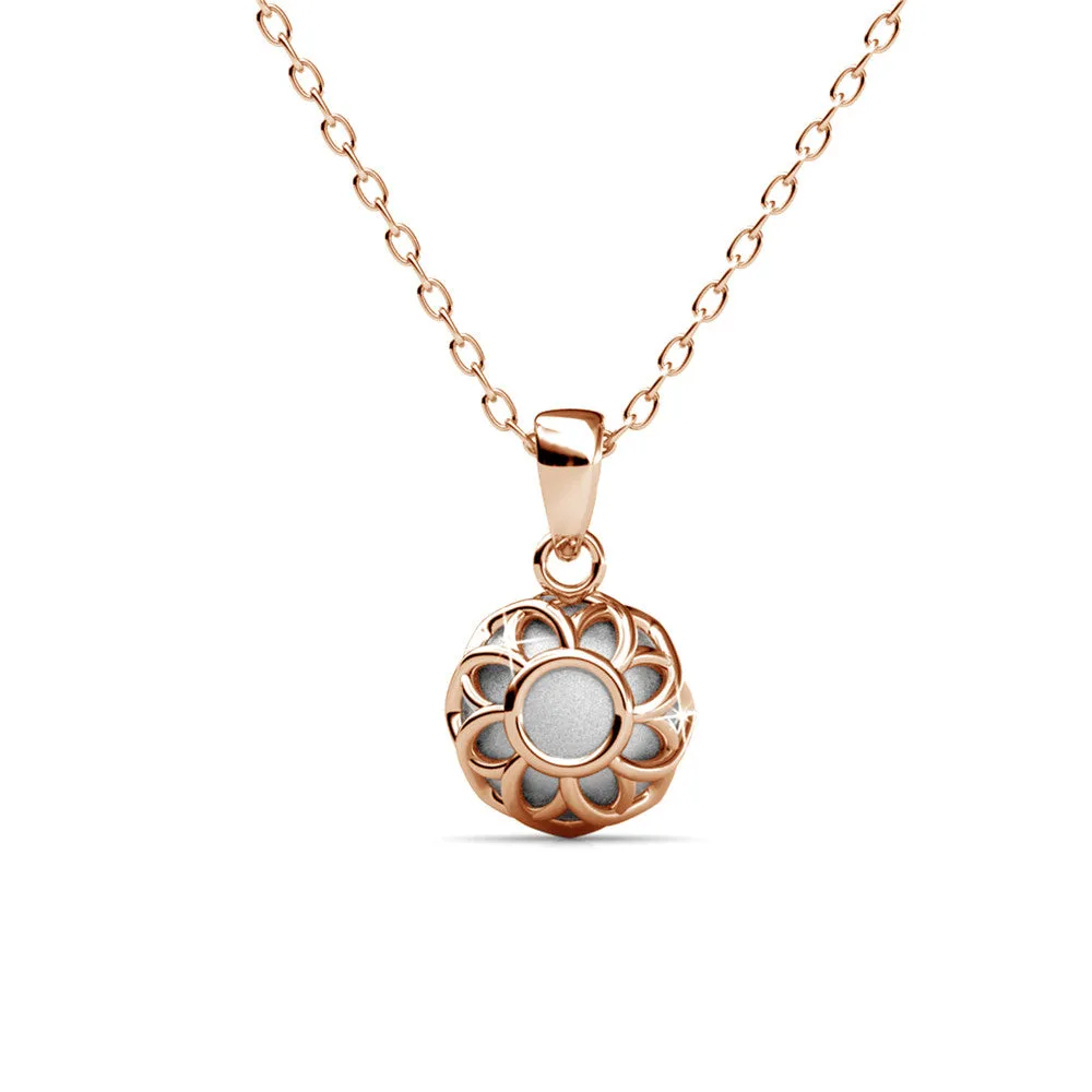 Eden Pure 18k White Gold Plated Pendant Necklace with Solitaire Round Cut Swarovski Crystal