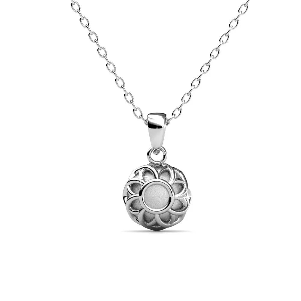 Eden "Pure" 18k White Gold Plated Pendant Necklace with Solitaire Round Cut Swarovski Crystal