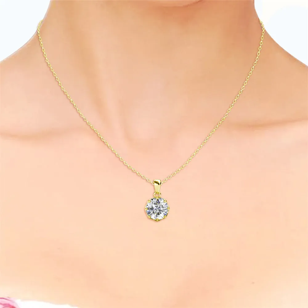 Eden "Pure" 18k White Gold Plated Pendant Necklace with Solitaire Round Cut Swarovski Crystal