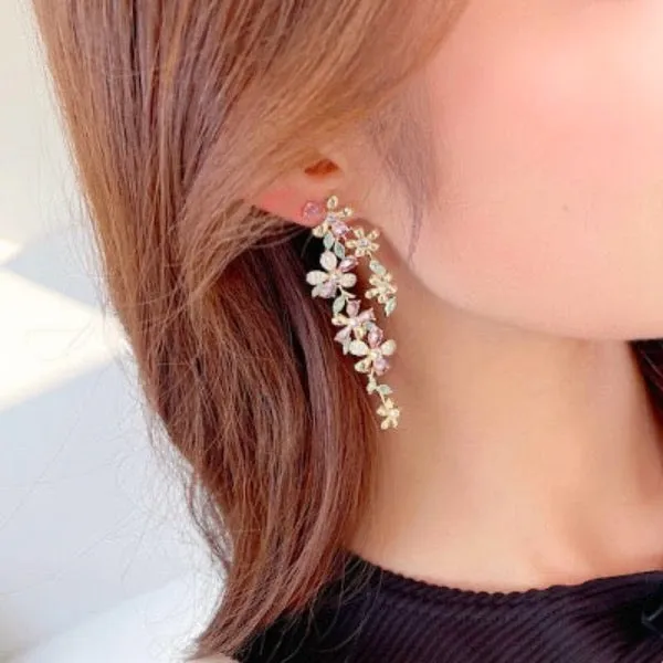 Elegant Dazzling Bloom Longline Earrings