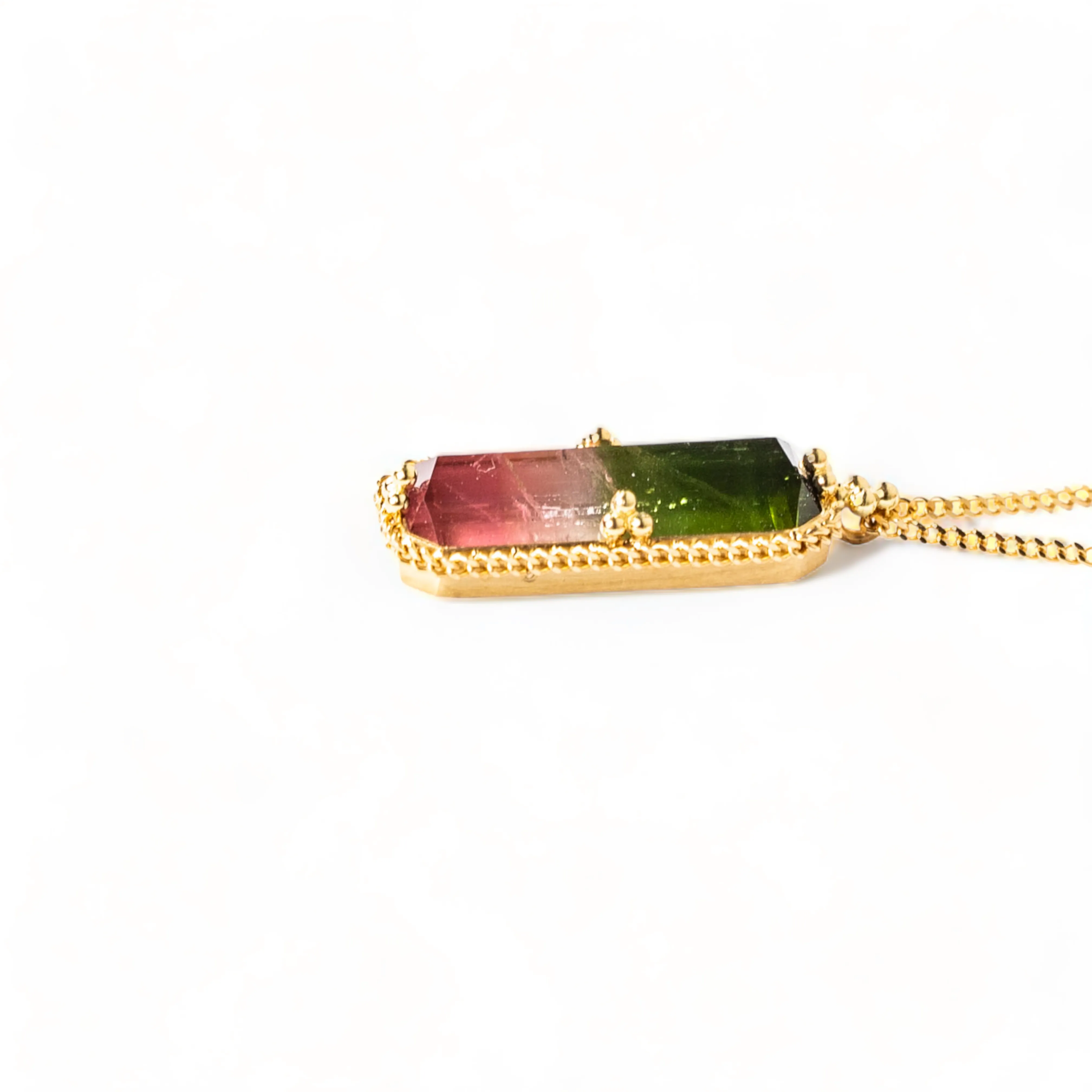 Elongated Watermelon Tourmaline Necklace