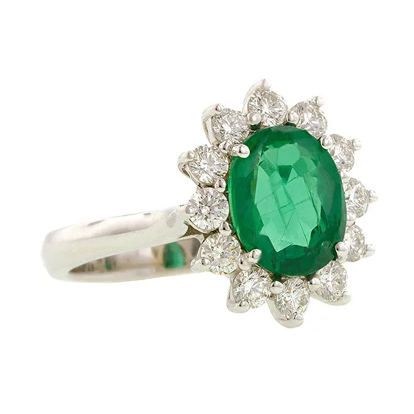 Emerald & Diamond Frame Ring