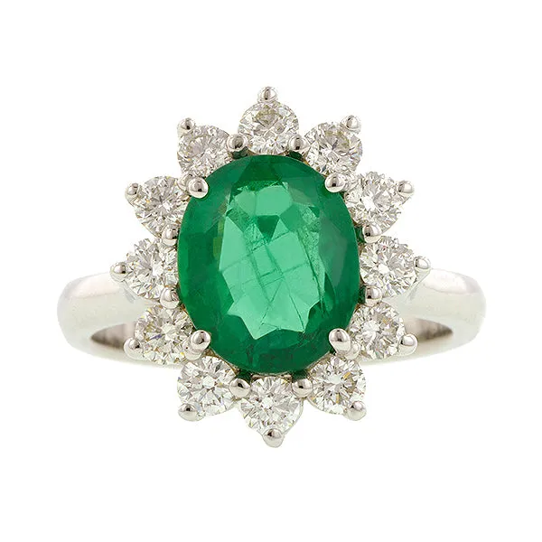 Emerald & Diamond Frame Ring