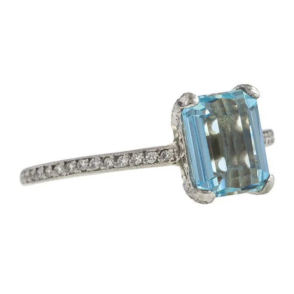 Estate Aquamarine & Diamond Ring