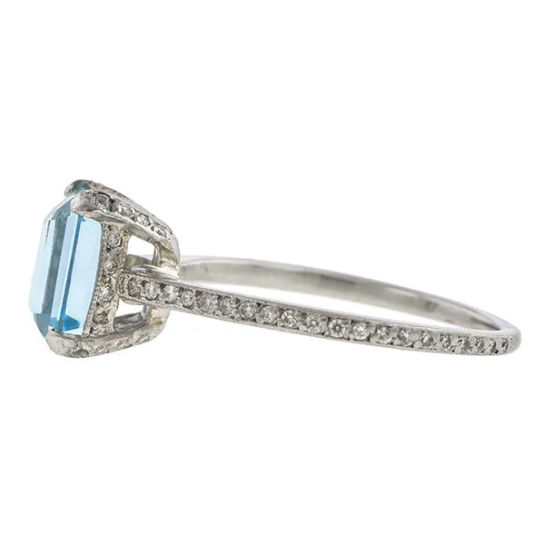 Estate Aquamarine & Diamond Ring