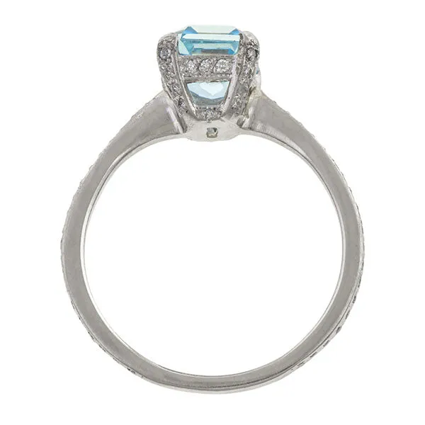 Estate Aquamarine & Diamond Ring