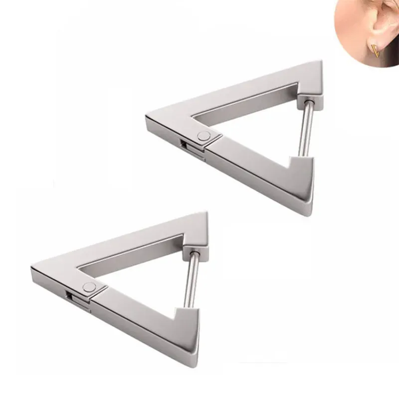 European and American Fashion Geometric Men's Titanium Personalized Hip-hop Punk Stainless Steel Party Earrings