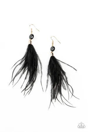 Feathered Flamboyance - Gold Paparazzi Earring