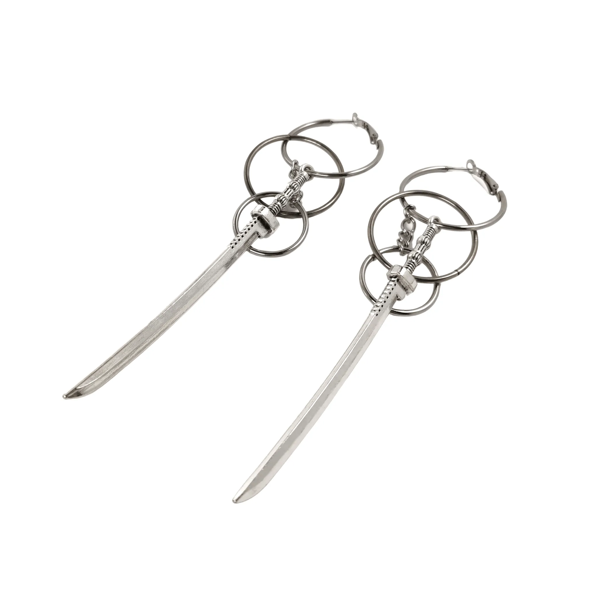 Fervooor Unique round and sword earrings hoop