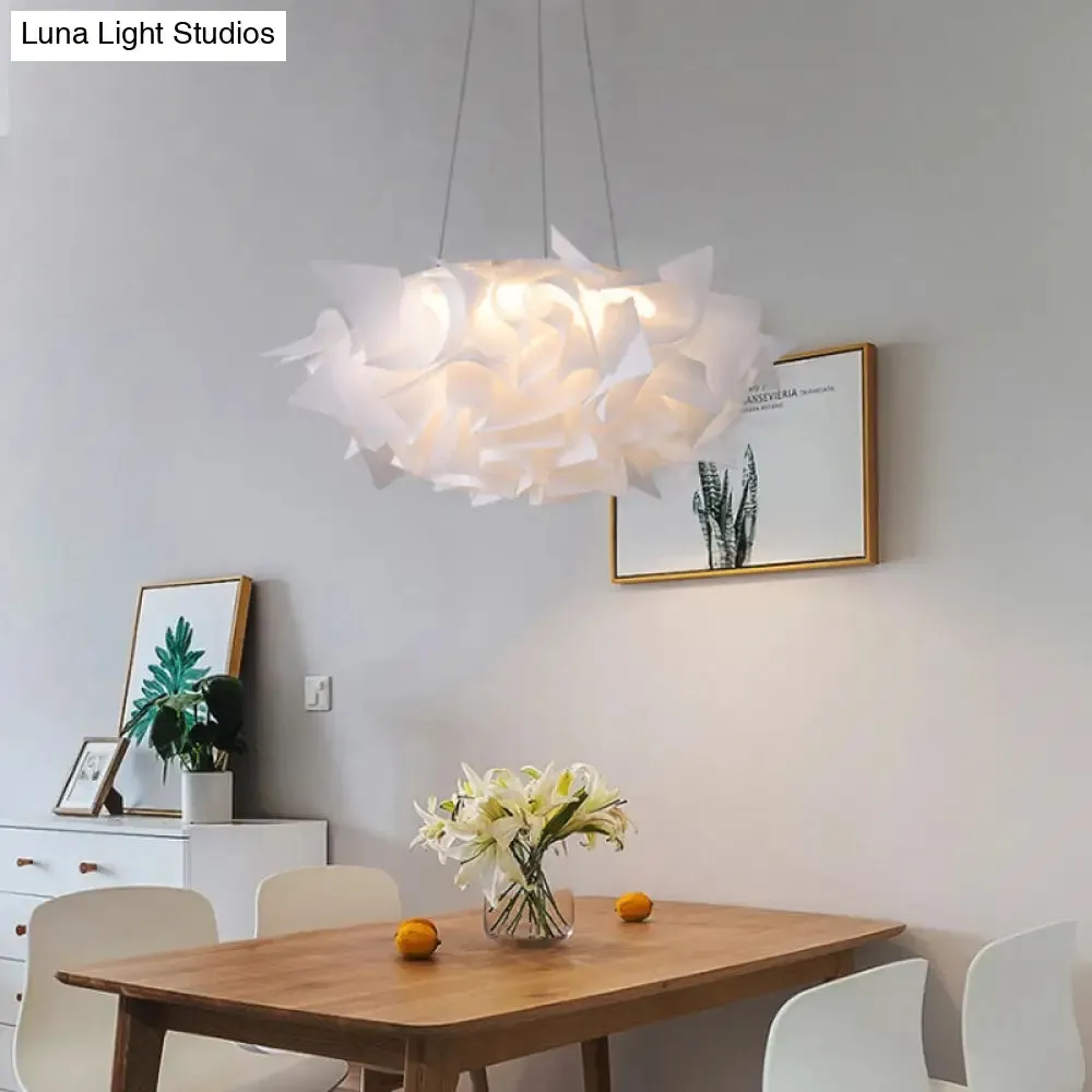 Flower Design Acrylic Dome Pendant Light - Modern Ceiling Fixture in White/Brown