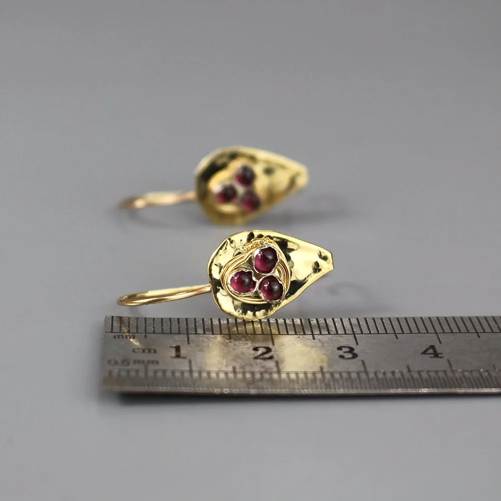 Garnet Shield Earrings