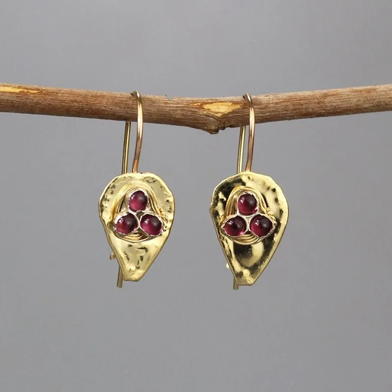 Garnet Shield Earrings