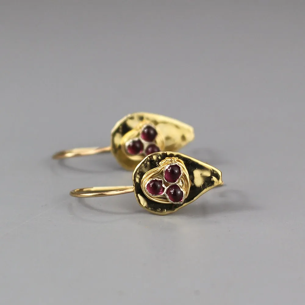 Garnet Shield Earrings