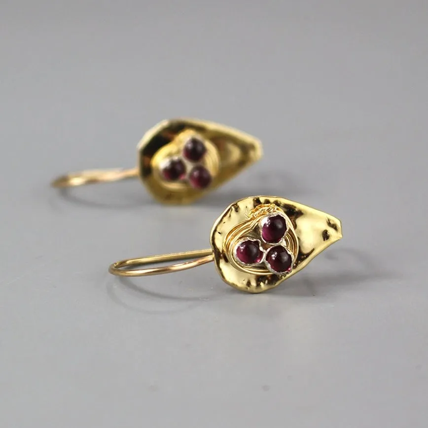 Garnet Shield Earrings