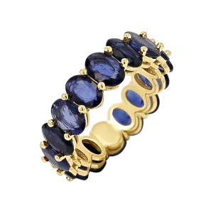 Genuine Blue Sapphire Oval Eternity Band