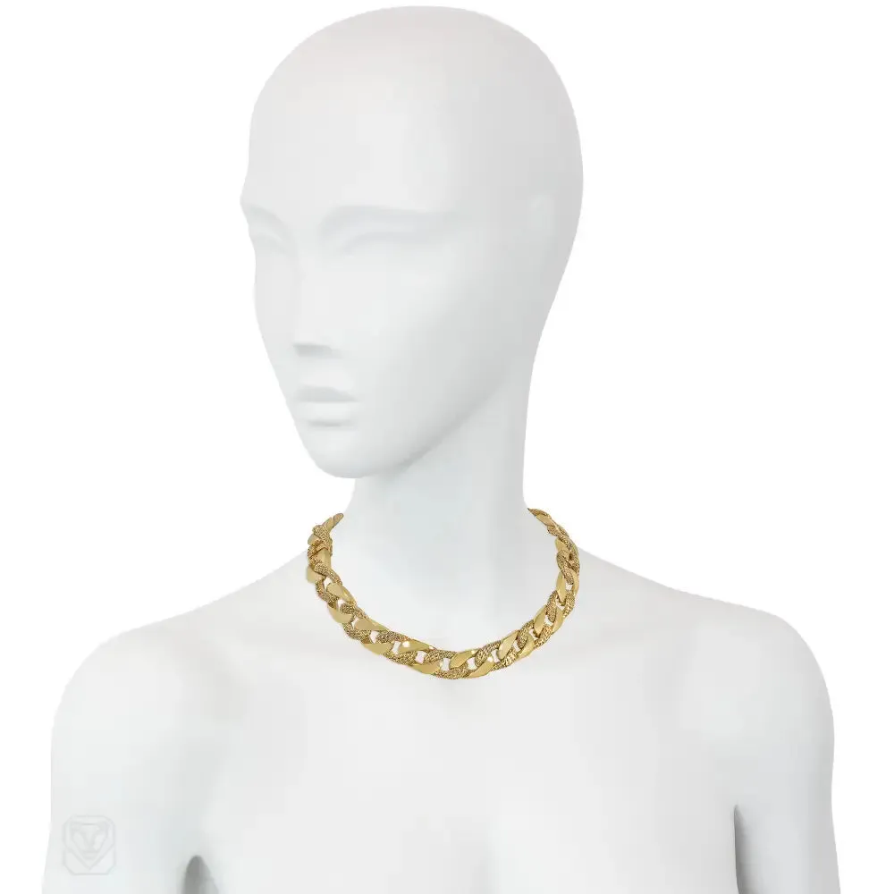 Georges Lenfant gold curb link necklace, convertible to bracelets